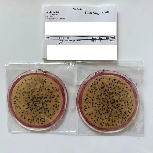 Lisa Says Gah Fruit-Inspired Earrings - Pink and Tan - Picture 2 of 3